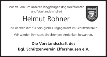 Anzeige von Helmut Rohner von MGO