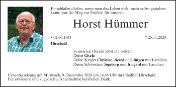 Anzeige von Horst Hümmer von MGO