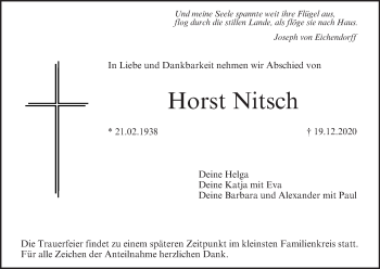 Anzeige von Horst Nitsch von MGO