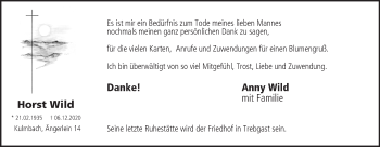 Anzeige von Horst Wild von MGO