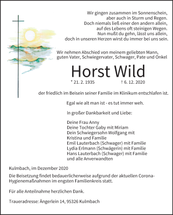 Anzeige von Horst Wild von MGO