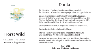 Anzeige von Horst Wild von MGO