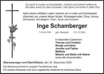 Anzeige von Inge Schamberger von MGO