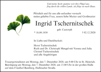 Anzeige von Ingrid Tschernitschek von MGO