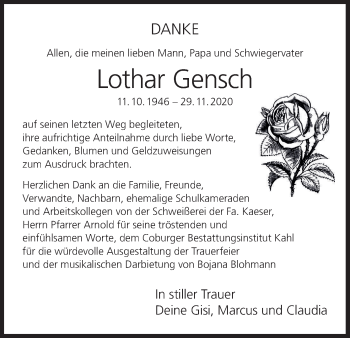 Anzeige von Lothar Gensch von MGO