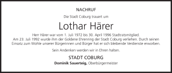 Anzeige von Lothar Härer von MGO