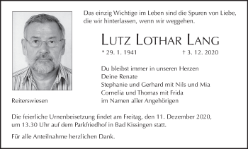 Anzeige von Lutz Lothar Lang von MGO