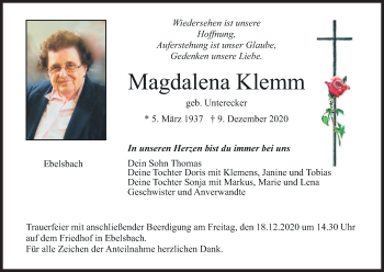 Anzeige von Magdalena Klemm von MGO