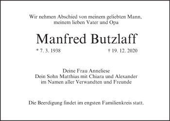 Anzeige von Manfred Butzlaff von MGO