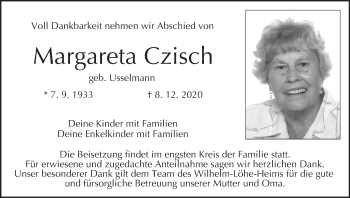 Anzeige von Margareta Czisch von MGO