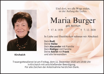 Anzeige von Maria Burger von MGO