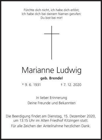 Anzeige von Marianne Ludwig von MGO