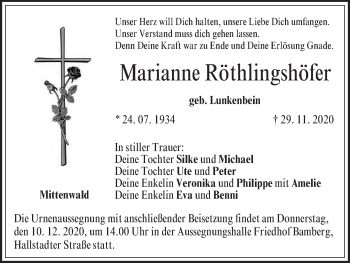 Anzeige von Marianne Röthlingshöfer von MGO