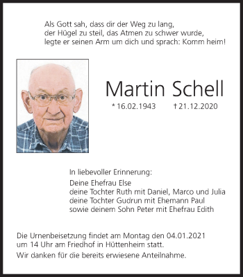 Anzeige von Martin Schell von MGO