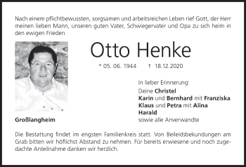Anzeige von Otto Henke von MGO