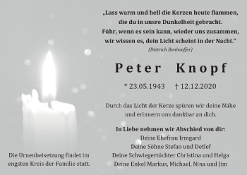 Anzeige von Peter Knopf von MGO