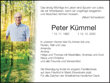 Anzeige von Peter Kümmel von MGO