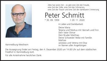 Anzeige von Peter Schmitt von MGO