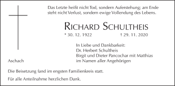 Anzeige von Richard Schultheis von MGO