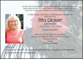 Anzeige von Rita Dickert von MGO