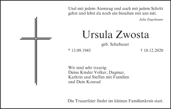 Anzeige von Ursula Zwosta von MGO
