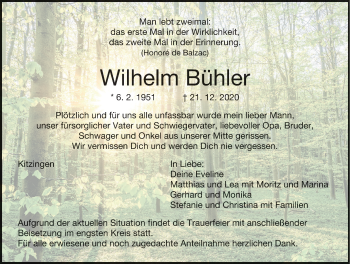 Anzeige von Wilhelm Bühler von MGO