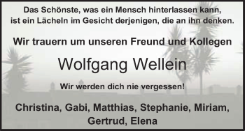 Anzeige von Wolfgang Wellein von MGO
