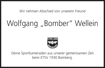 Anzeige von Wolfgang Wellein von MGO