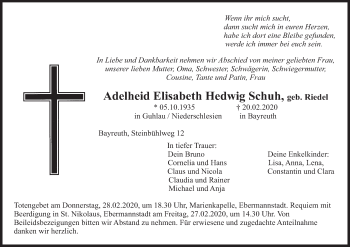 Anzeige von Adelheid Elisabeth Hedwig Schuh von MGO