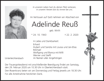 Anzeige von Adelinde Reuß von MGO