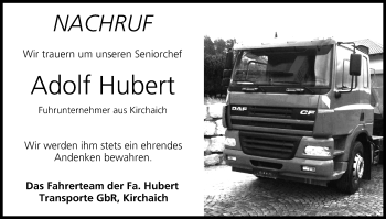 Anzeige von Adolf Hubert von MGO