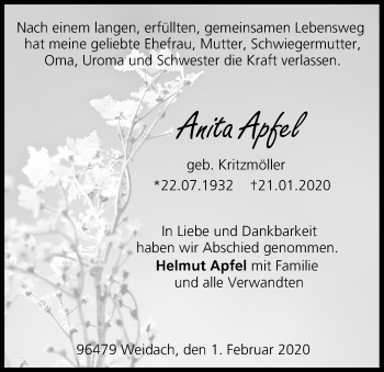 Anzeige von Anita Apfel von MGO
