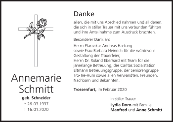 Anzeige von Annemarie Schmitt von MGO