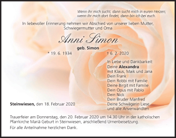 Anzeige von Anni Simon von MGO