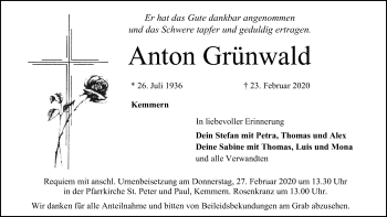Anzeige von Anton Grünwald von MGO