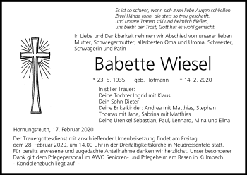 Anzeige von Babette Wiesel von MGO