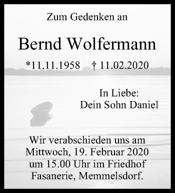 Anzeige von Bernd Wolfermann von MGO