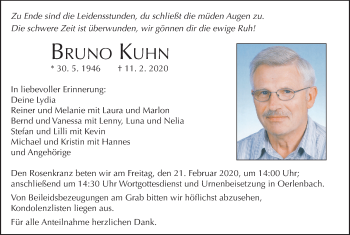 Anzeige von Bruno Kuhn von MGO