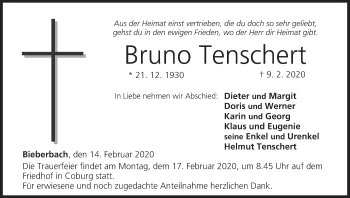 Anzeige von Bruno Tenschert von MGO
