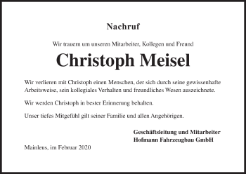 Anzeige von Christoph Meisel von MGO