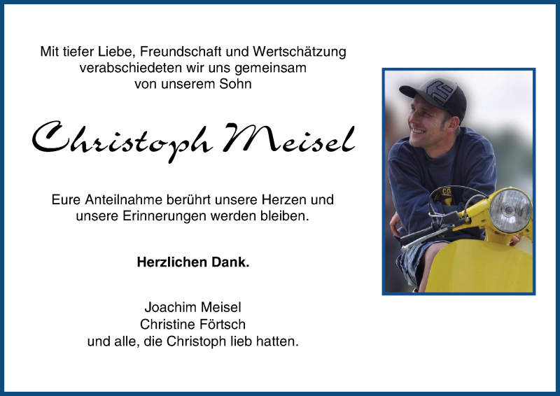  Traueranzeige für Christoph Meisel vom 27.02.2020 aus MGO