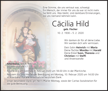 Anzeige von Cäcilia Hild von MGO