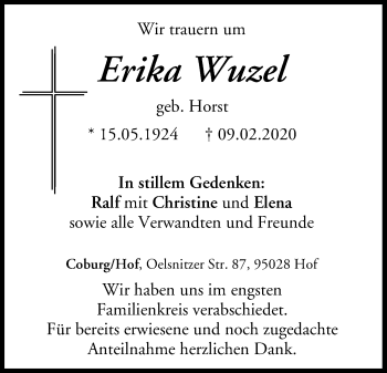 Anzeige von Erika Wuzel von MGO