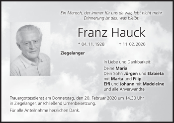 Anzeige von Franz Hauck von MGO