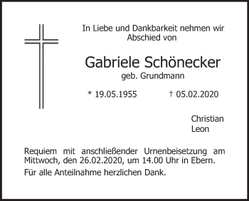 Anzeige von Gabriele Schönecker von MGO