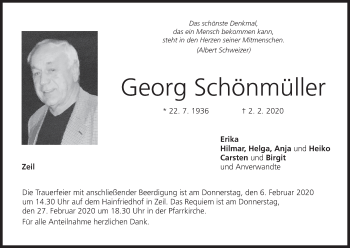 Anzeige von Georg Schönmüller von MGO