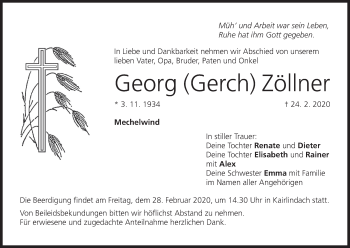 Anzeige von Georg  Zöllner von MGO