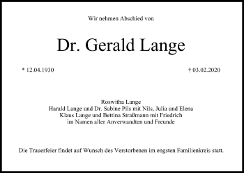 Anzeige von Gerald Lange von MGO