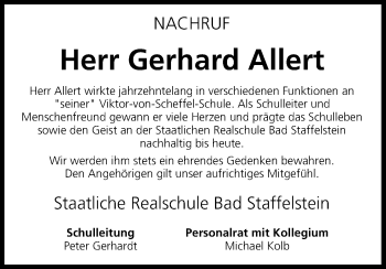 Anzeige von Gerhard Allert von MGO