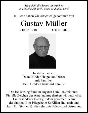Anzeige von Gustav Müller von MGO